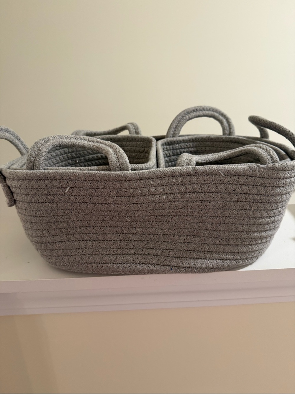 Gray Woven Rope 3 piece basket set nwot Unbranded